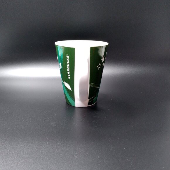 Starbucks 2014 Mug 13 oz Green Stars Tea Cup Cafe Holiday - Picture 2 of 5